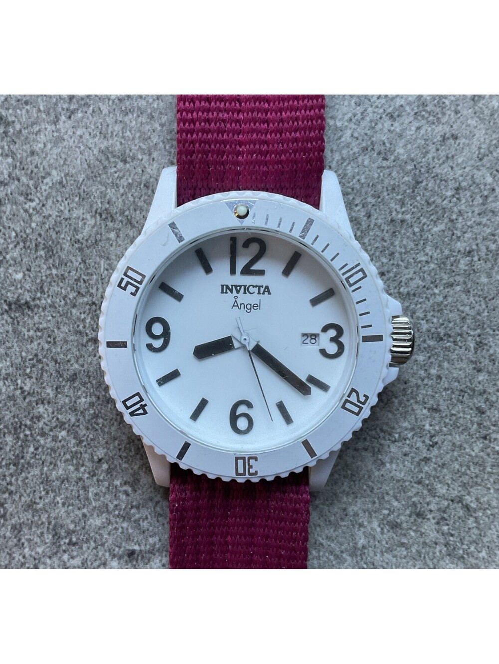 Invicta Angel Womens Watch 39mm White Resin Case & Dial Pink Band Model #1207 BO